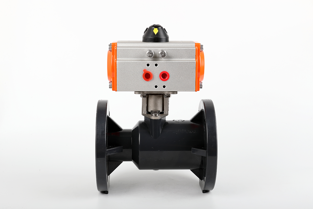 三角镇气动法兰一体球阀